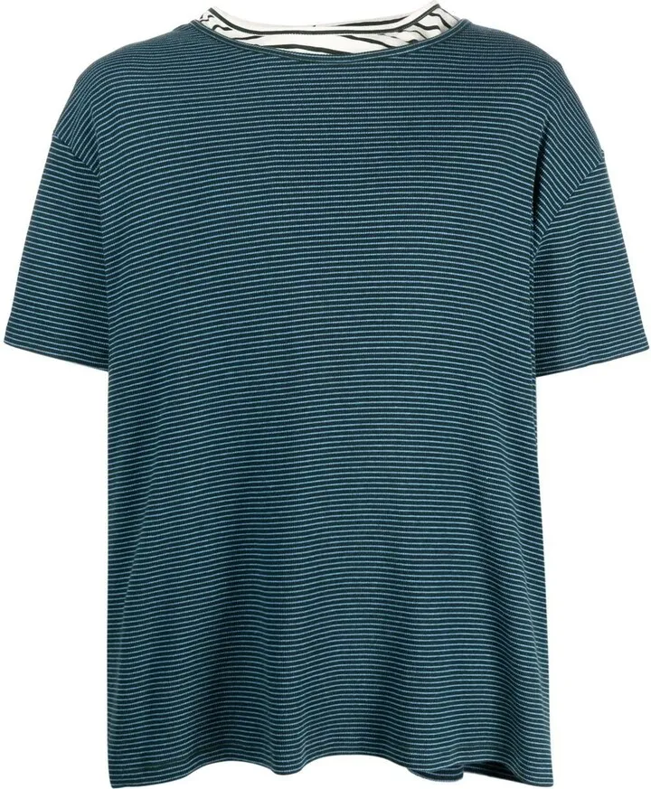 stripe-print double-layer T-shirt
