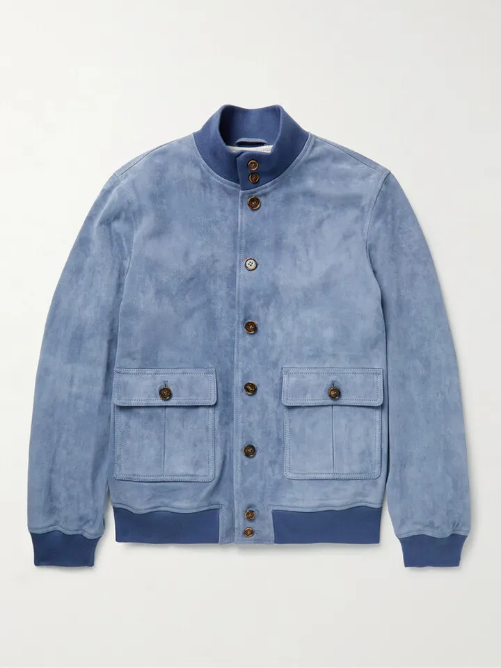 Valstarino Slim-Fit Suede Bomber Jacket