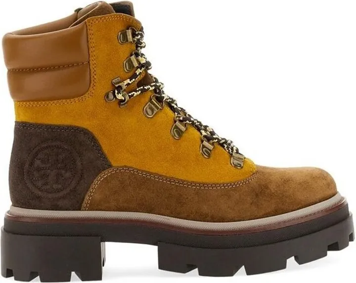 Tory Burch Logo Embossed Lace-Up Boots