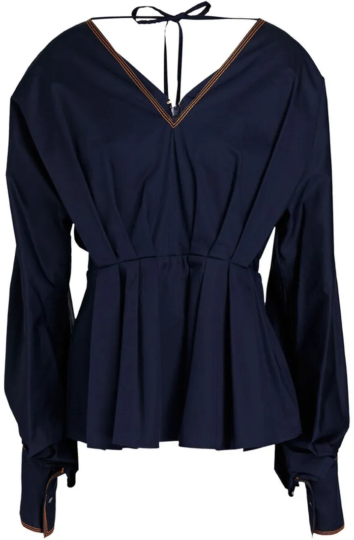 Colette pleated cotton-poplin peplum blouse