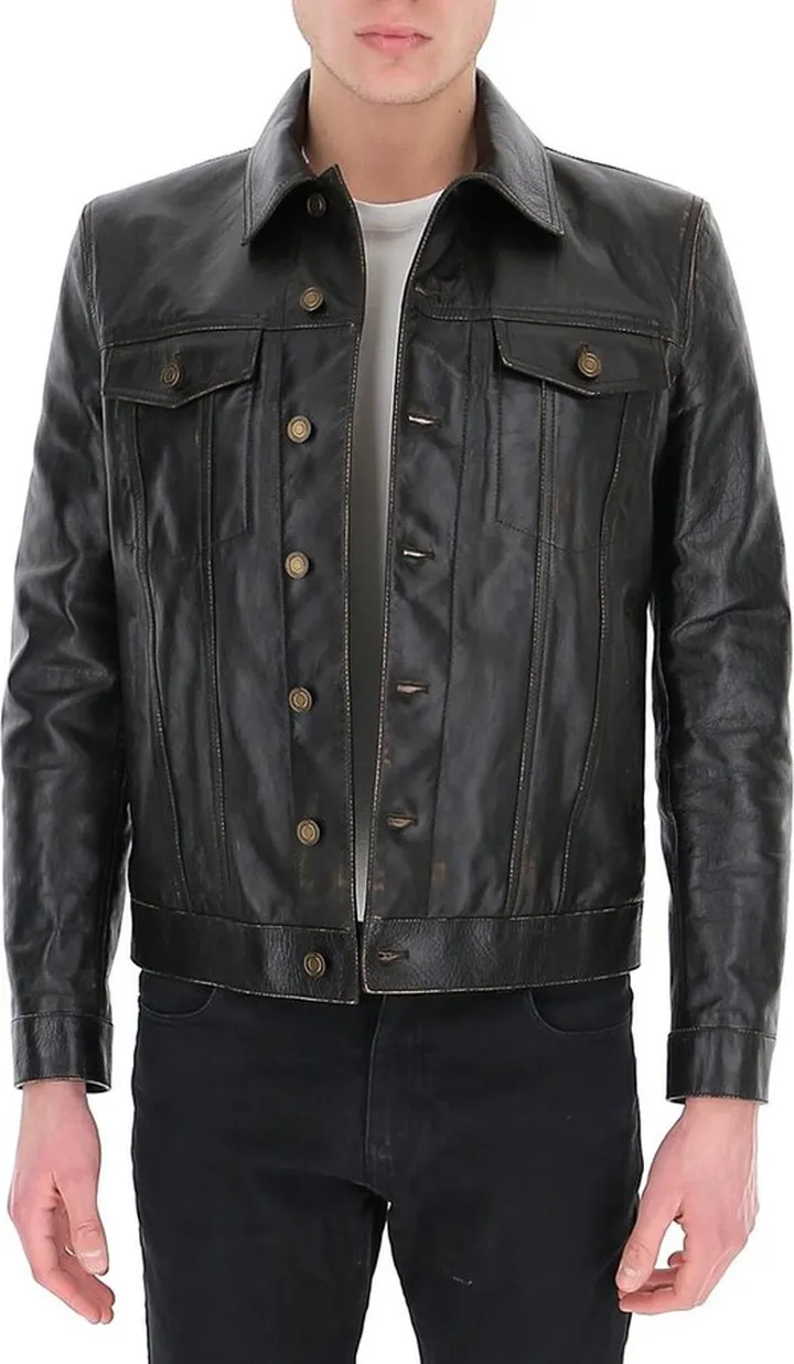 Saint Laurent Single-Breasted Leather Jacket