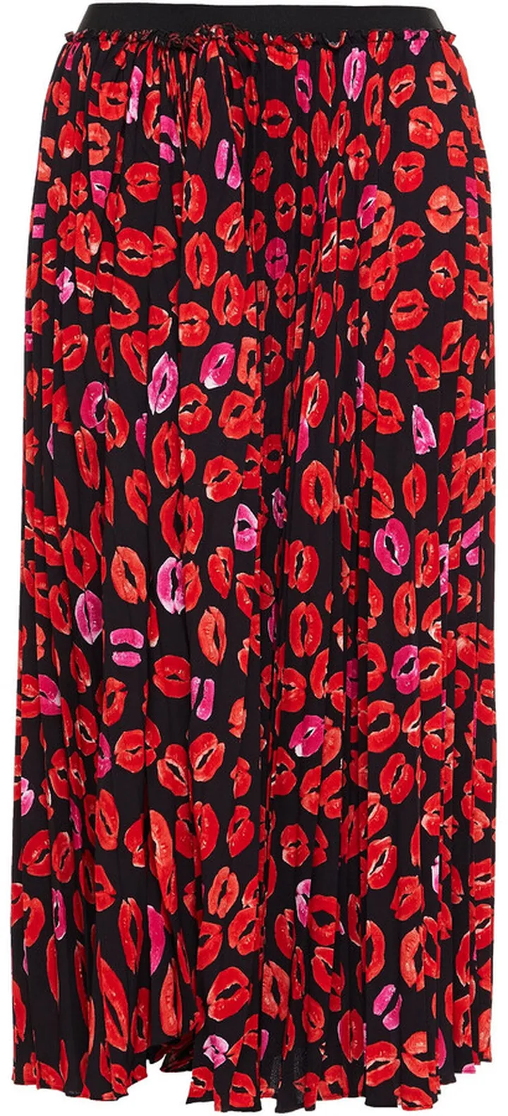 Pleated printed crepe midi skirt
