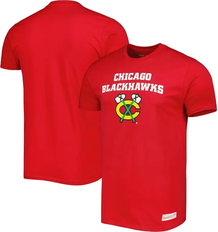 Men's Mitchell & Ness Red Chicago Blackhawks Vintage-Like Logo T-shirt