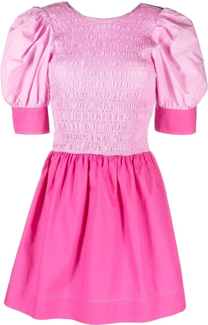 Ruched Puff-Sleeve Mini Dress
