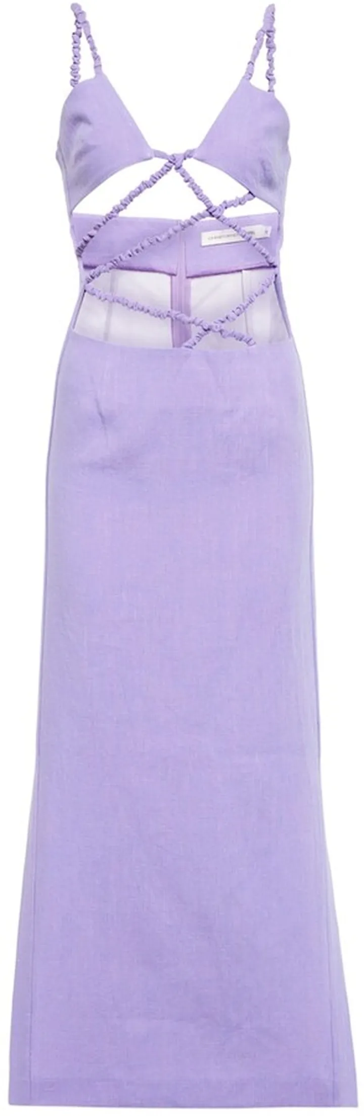 Ruched cutout linen midi dress
