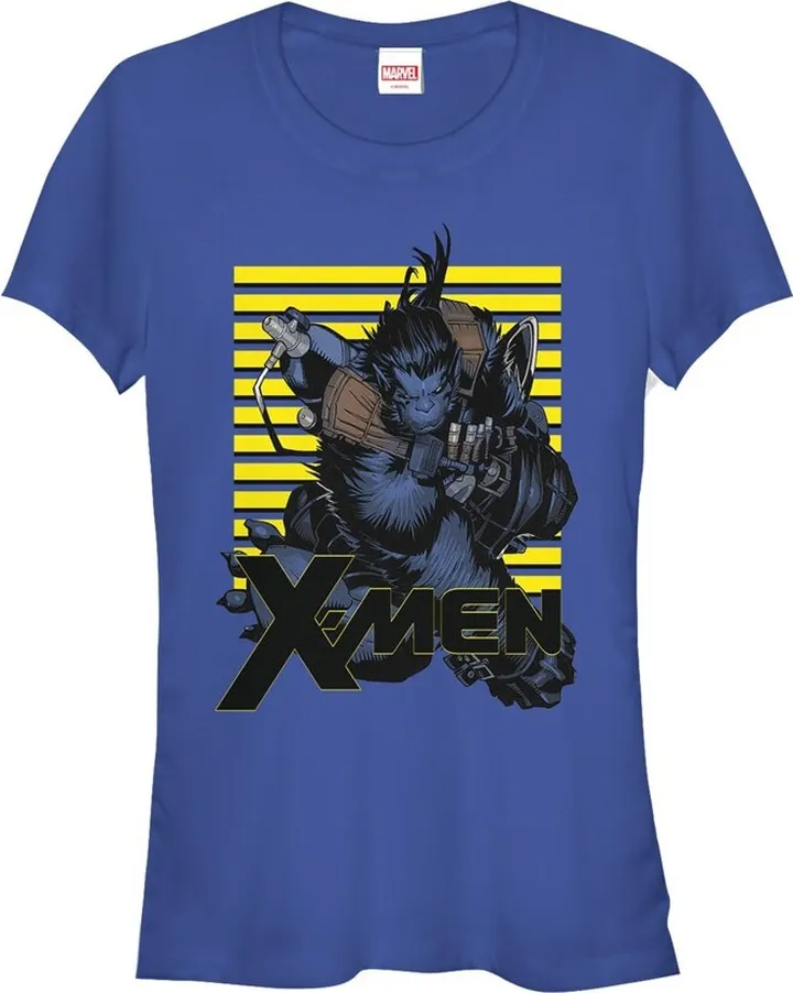 Junior's Marvel X-Men Beast Stripes T-Shirt - Royal Blue - Medium