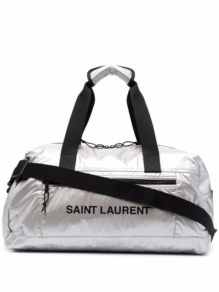 Metallic Logo-Print Luggage Bag