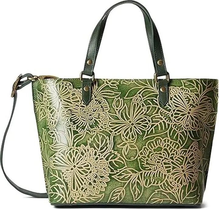 Anuschka Medium Tote 693 (Tooled Butterfly Jade) Handbags