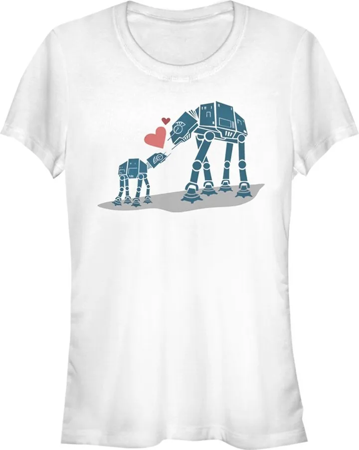 Junior's Star Wars AT-AT Love T-Shirt - White - Small