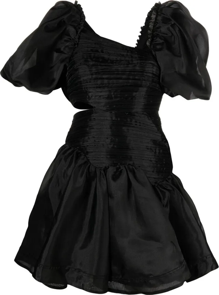 Black Joan Puff Sleeve Mini Dress