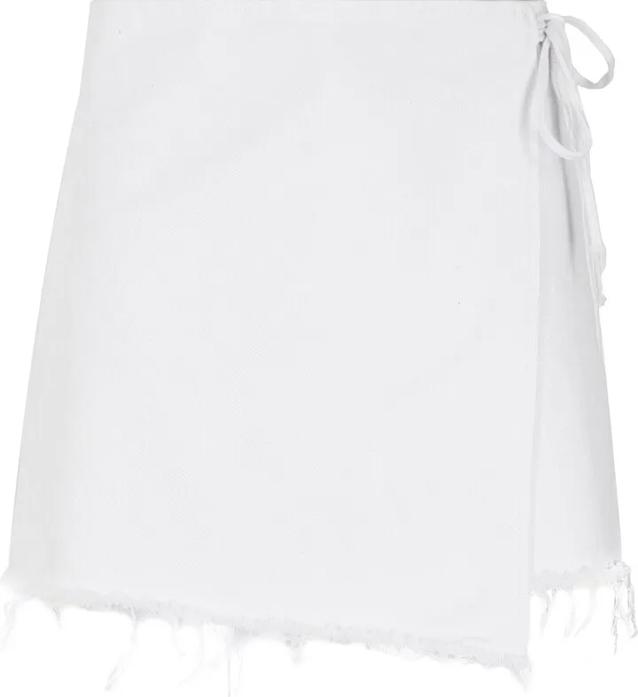 Organic Cotton Denim Wrap Mini Skirt Denim Shorts White