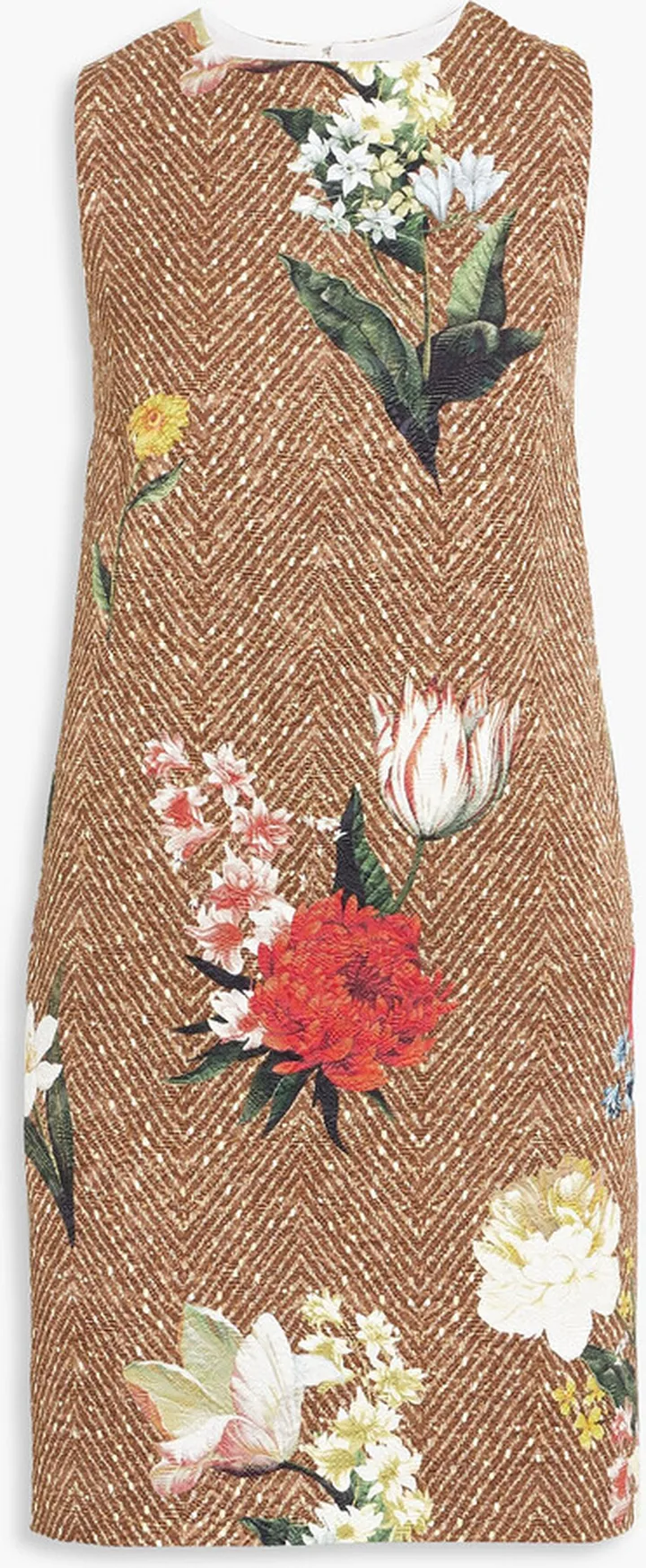 Printed brocade mini dress