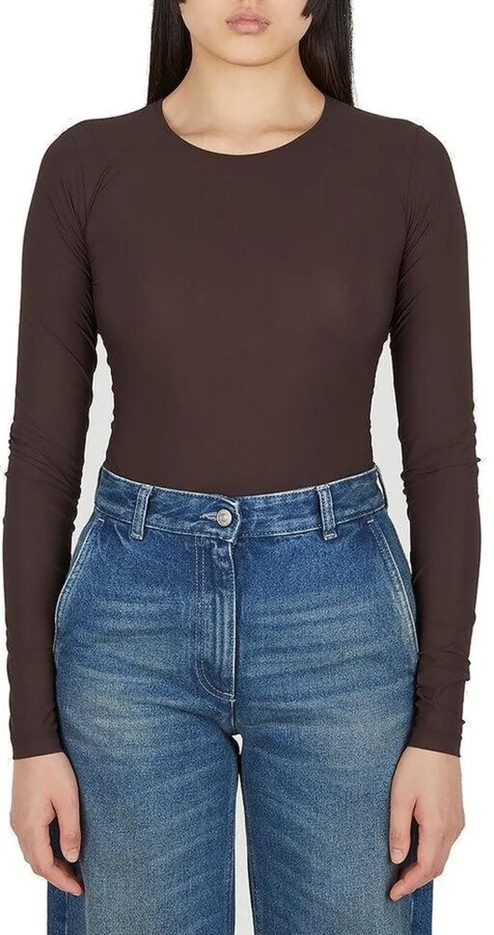 MM6 Maison Margiela Contrast-Stitch Crewneck Bodysuit