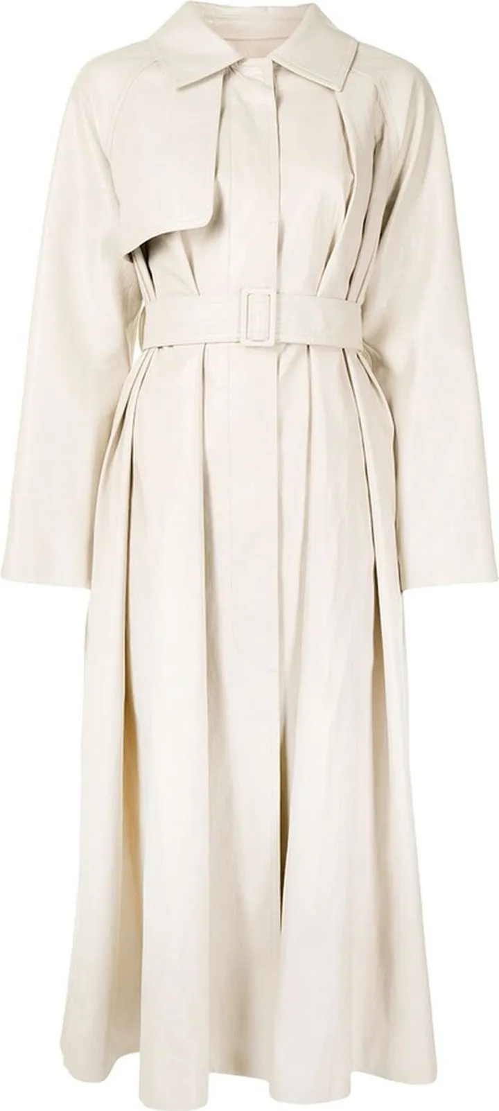 Faux-Leather Belted Trench Coat
