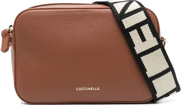 Engraved-Logo Leather Crossbody Bag