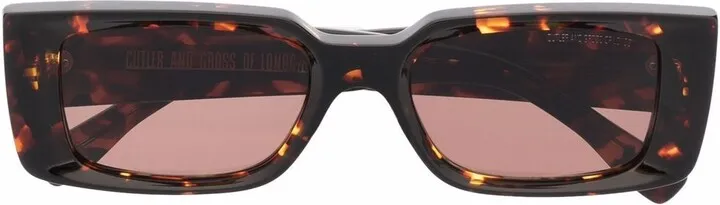 Rectangle Frame Tortoiseshell Sunglasses
