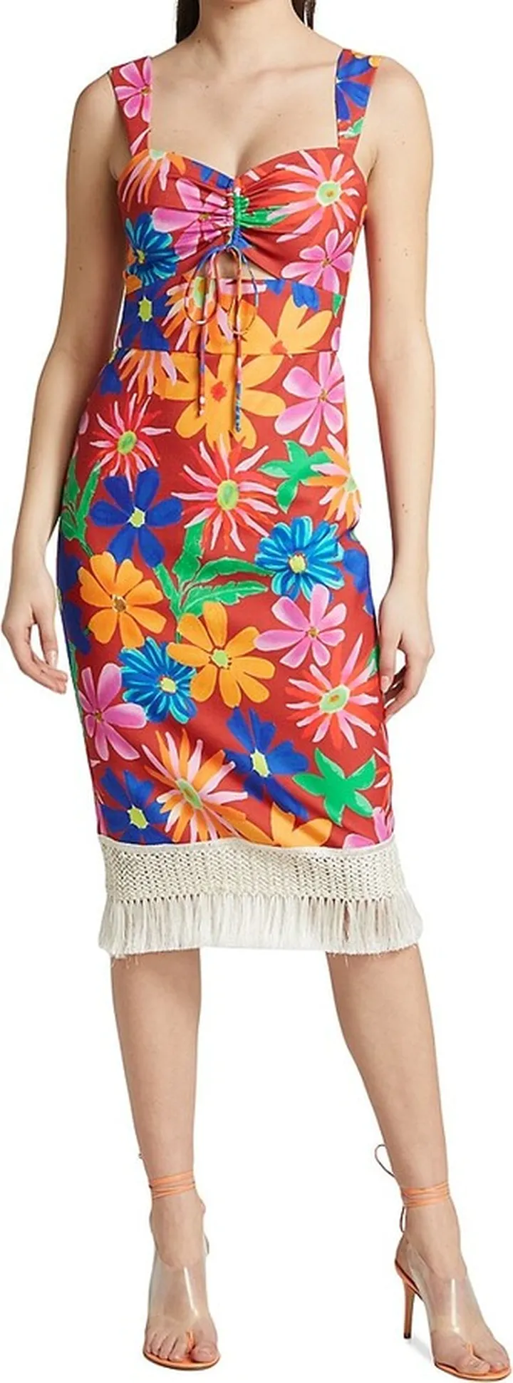 Aster Fringe Trim Midi-Dress