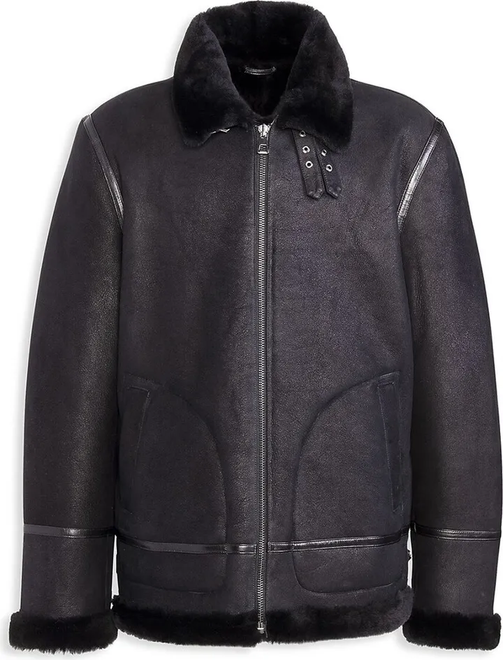 Sheepskin Shearling Leather Bomber Jacket