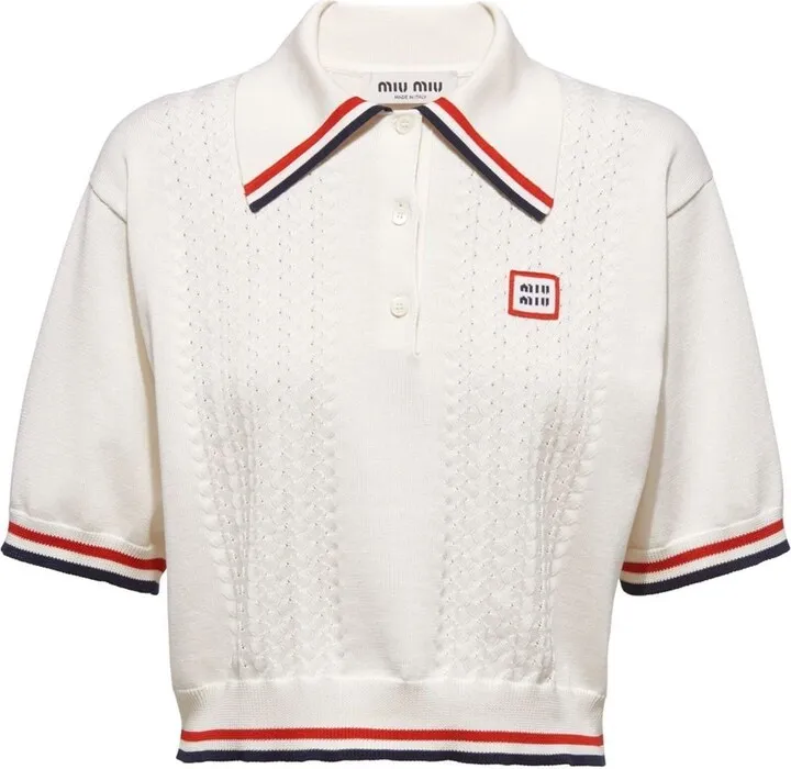 Openwork Knit Polo Shirt