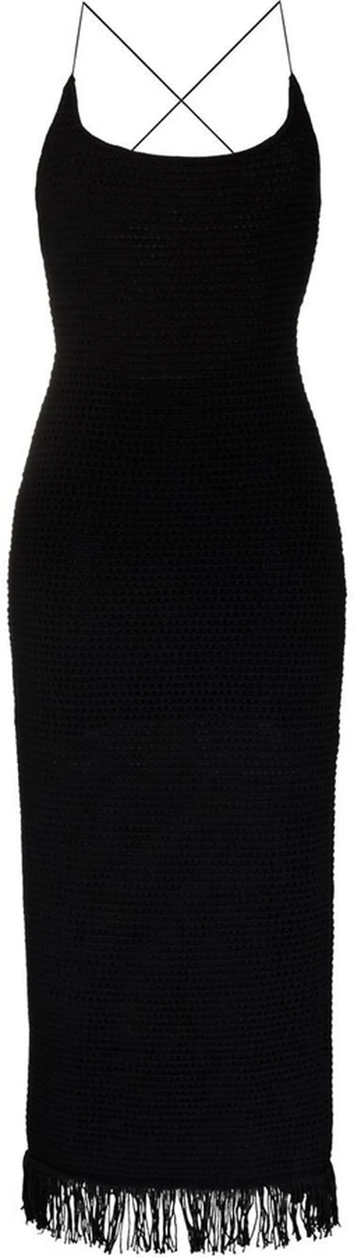 Alexina open-knit fringe-hem dress