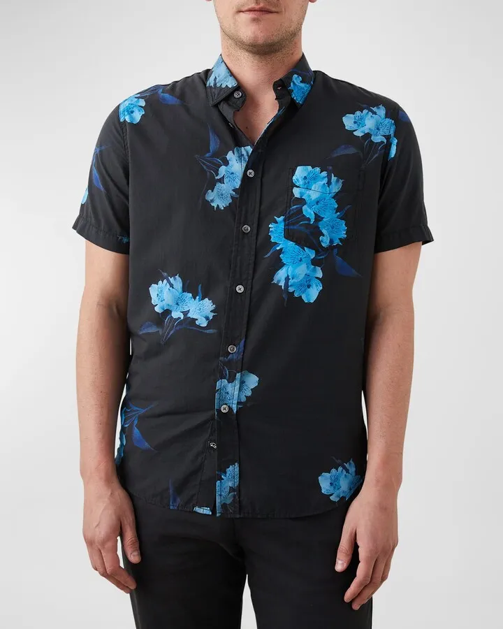 Men's Monaco Floral-Print Sport Shirt