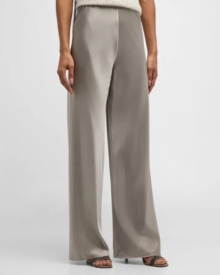 Wide-Leg Satin Pants
