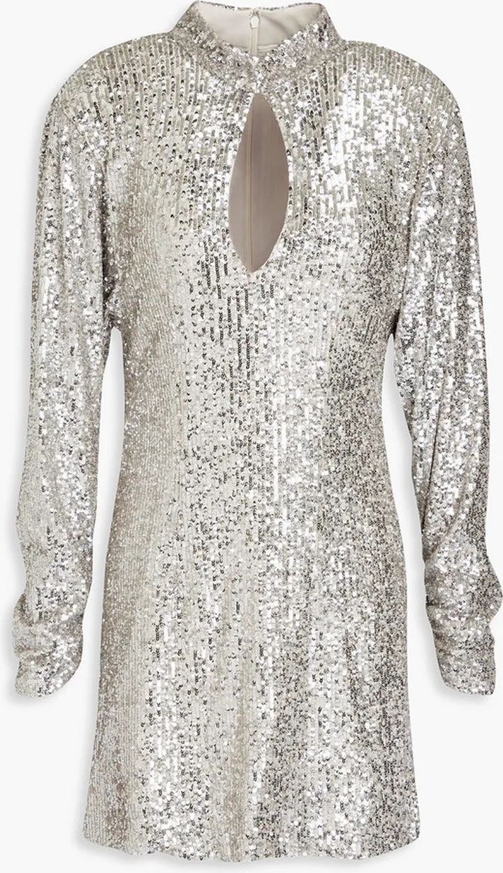 Lauper cutout sequined mesh mini dress