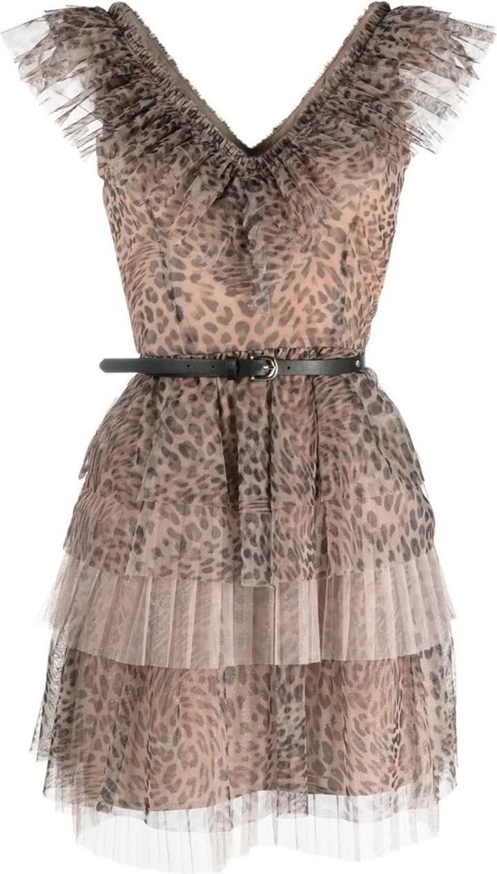 Leopard-Print Ruffled Mini Dress