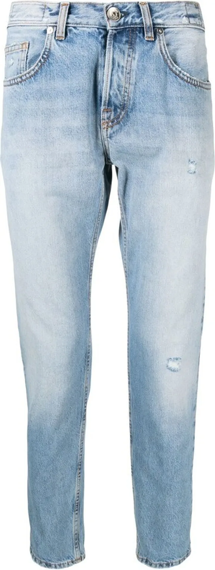 Stonewashed Tapered-Leg Jeans