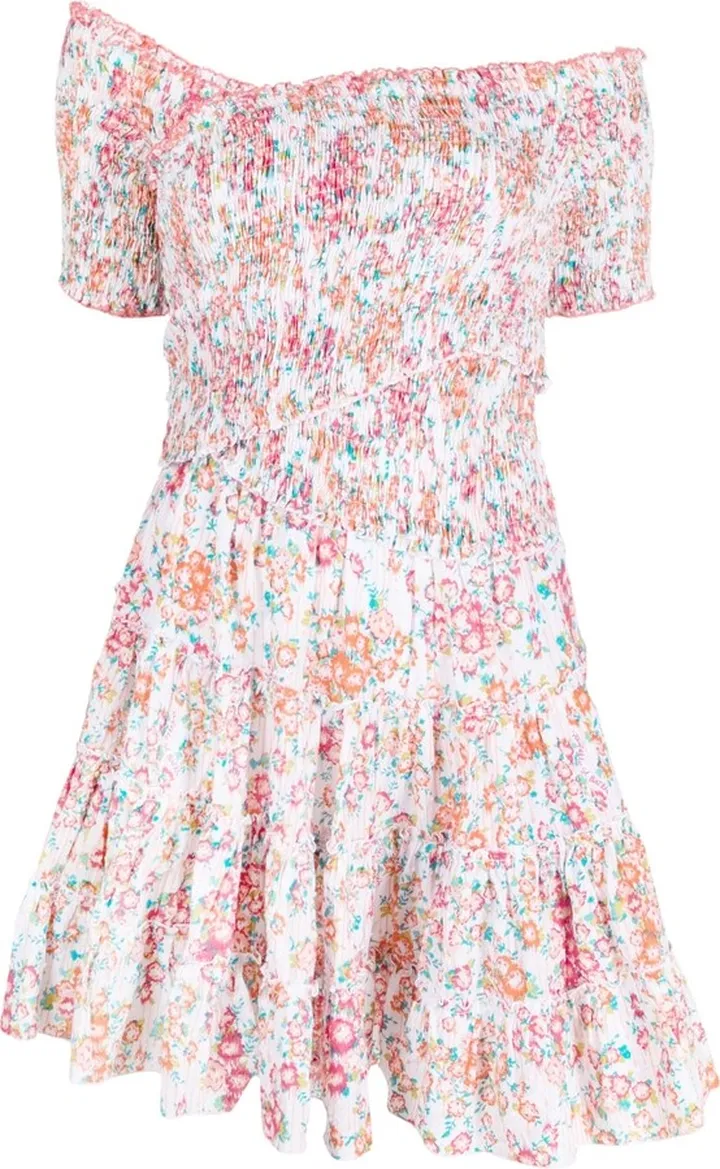Graphic-Print Pleated Mini Dress