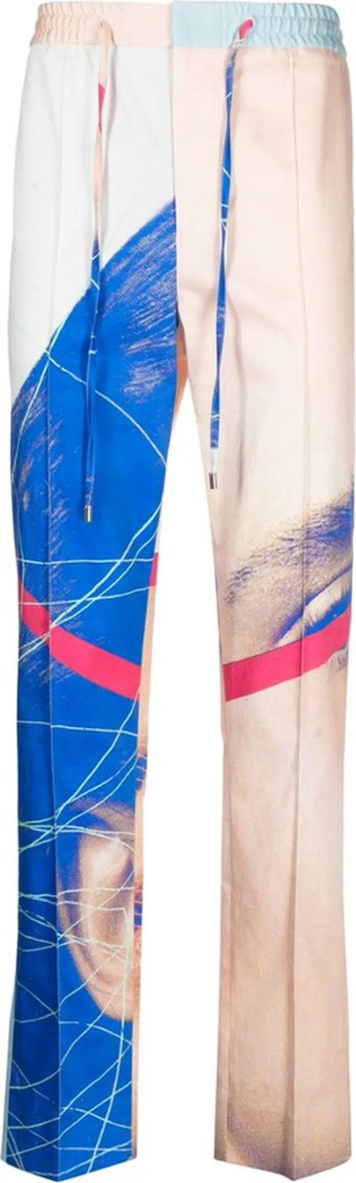 Painterly-Print Straight-Leg Trousers