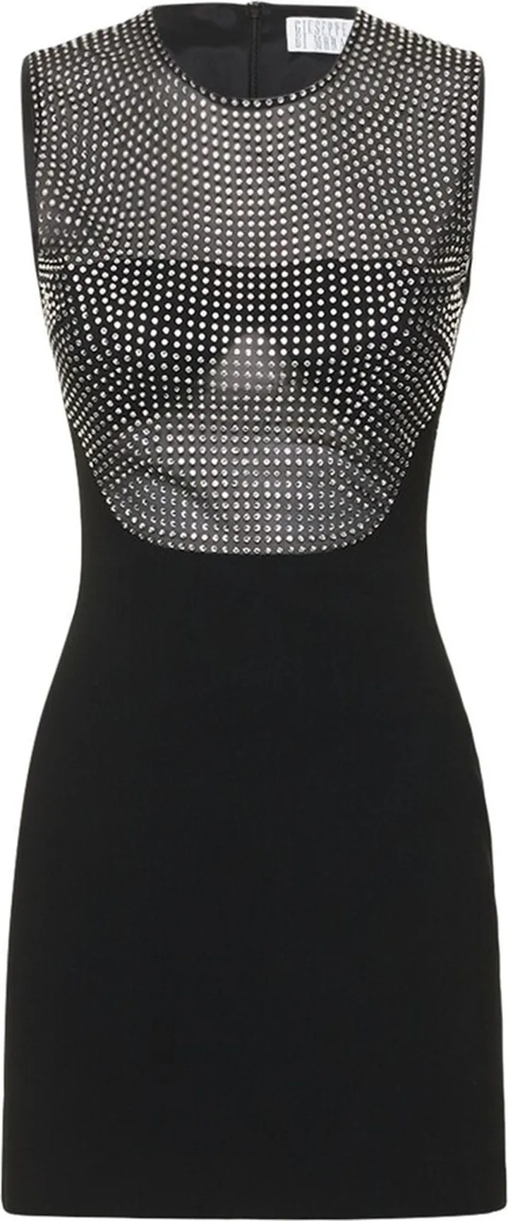 Embellished cady envers satin mini dress