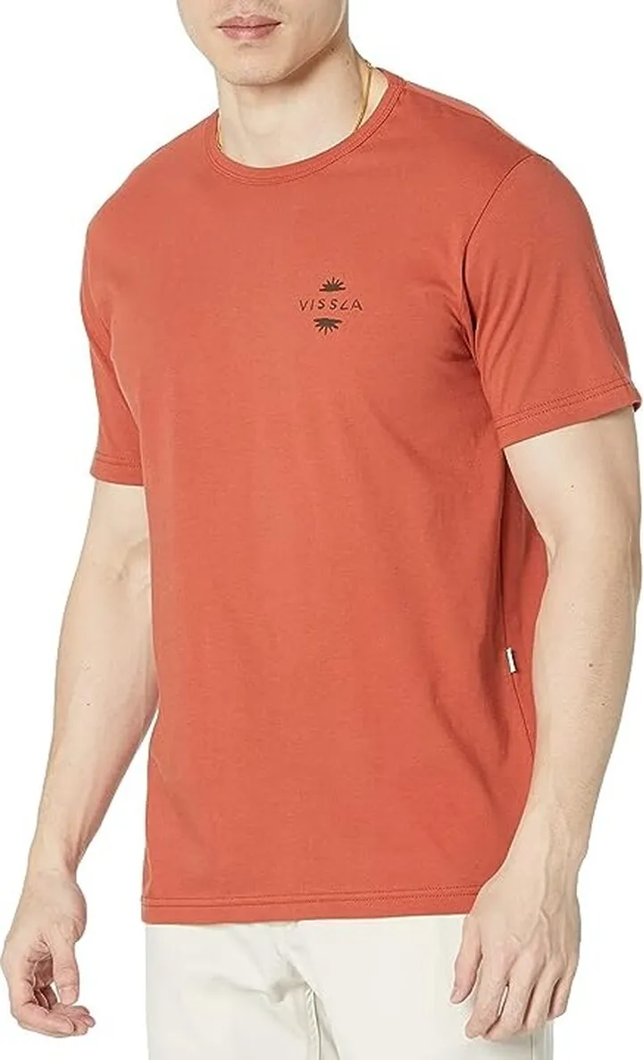 VISSLA Above and Below Organic Short Sleeve Tee (Rusty Red) Men's Clothing