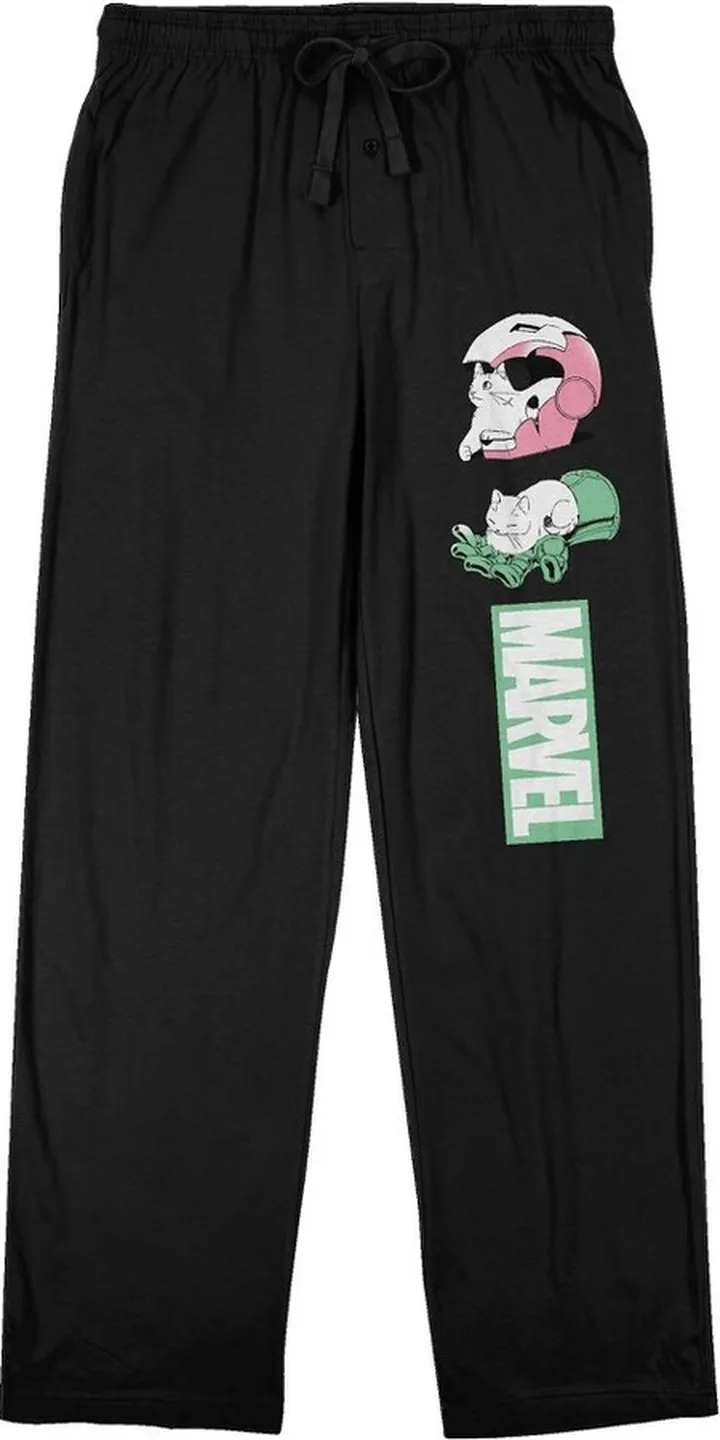 Marvel Comics Manga Cat Icons Men’s Black Sleep Pajama Pants-3XL