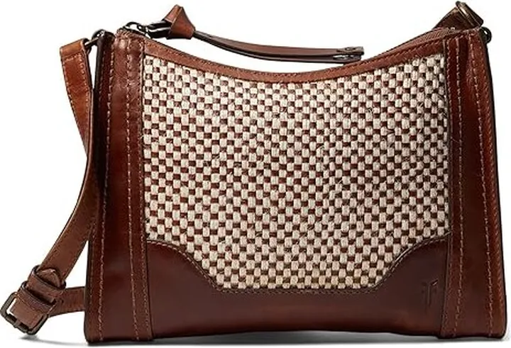 Frye Mackenna Woven Jute Zip Crossbody (Brown Multi) Handbags