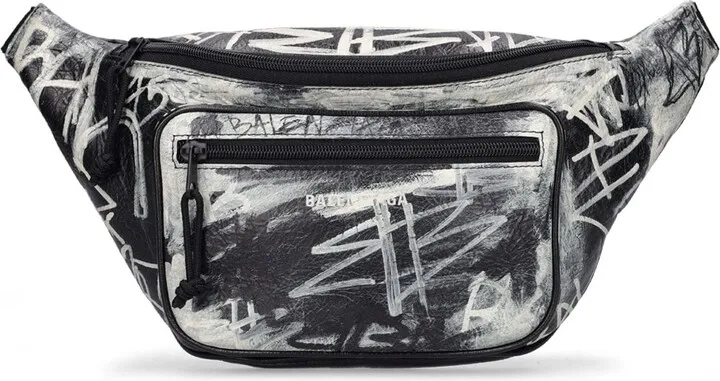 Printed leather belt bag