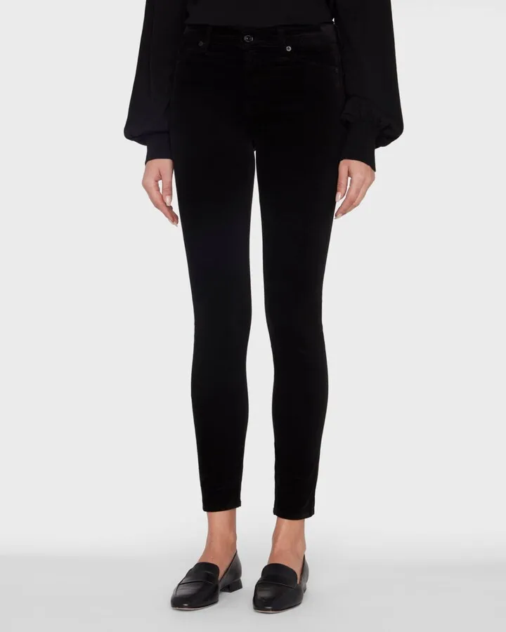 High-Rise Skinny Velvet Ankle Jeans