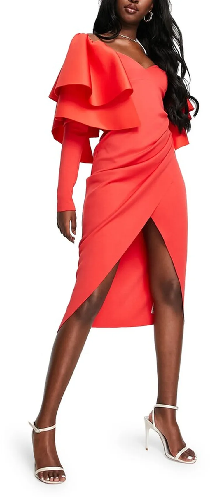 Ruffle Sleeve Midi Dress