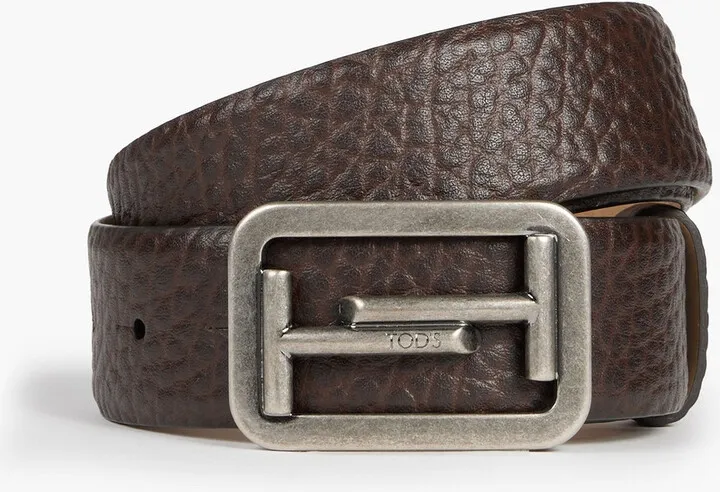 Double T pebbled-leather belt