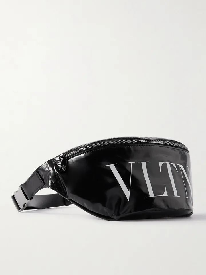 Valentino Garavani Logo-Print Patent-Leather Belt Bag