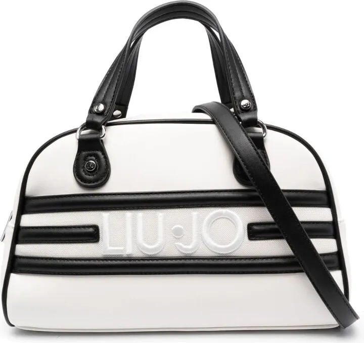 Logo-Embroidered Striped Tote Bag