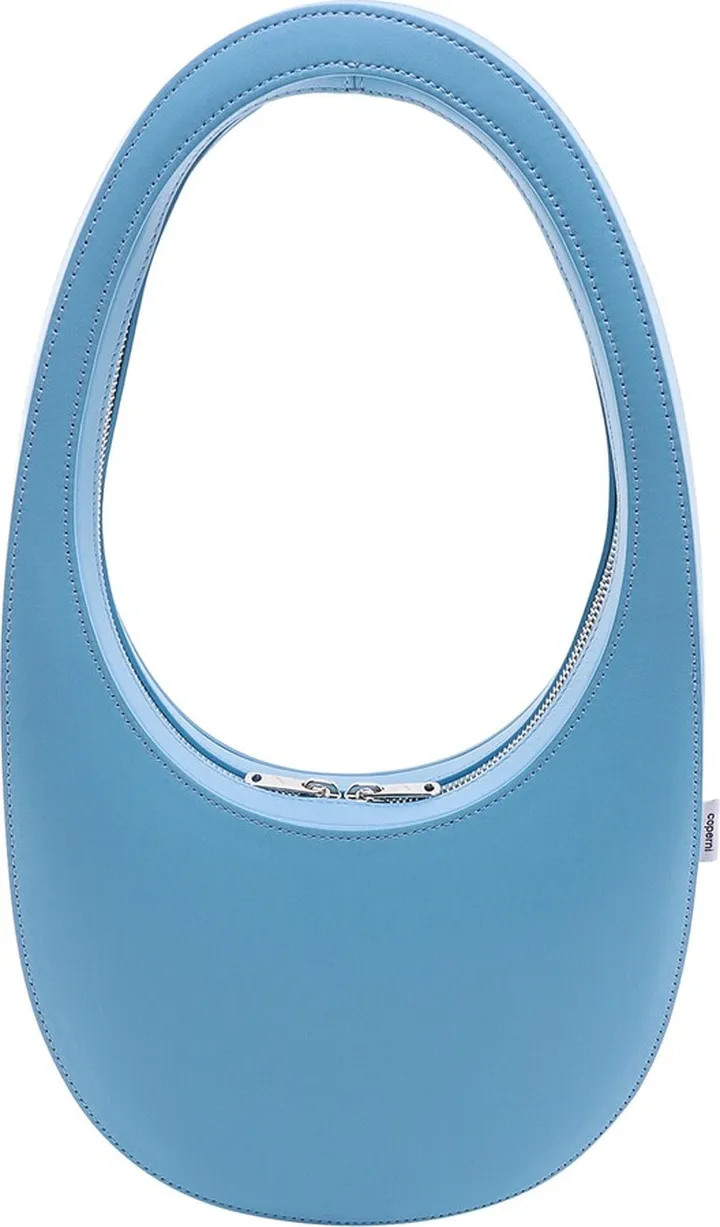 Leather shoulder bag with frontal logo