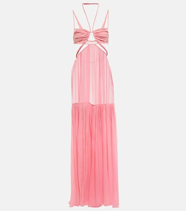 Cutout silk maxi dress