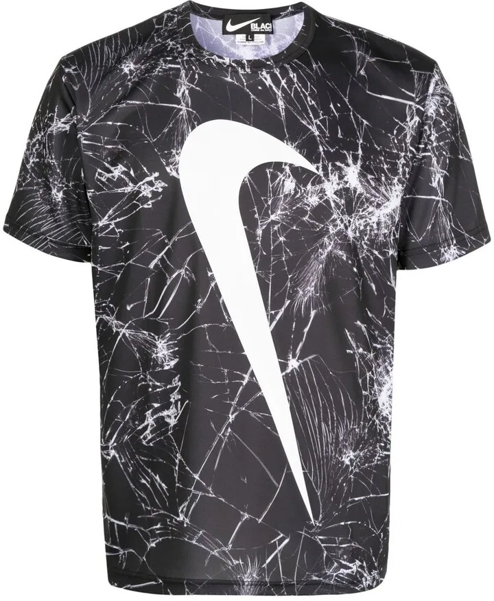 Swoosh-print cracked T-shirt