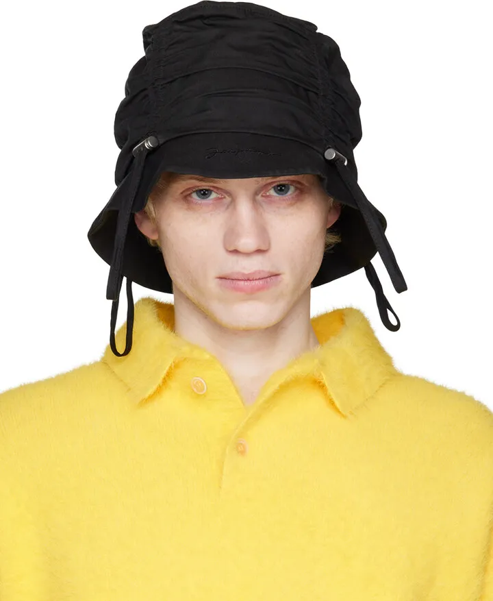 Jacquemus Black Le Raphia 'Le Bob Lacos' Hat