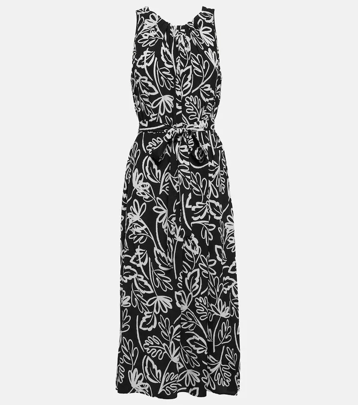 Printed crepe midi dress