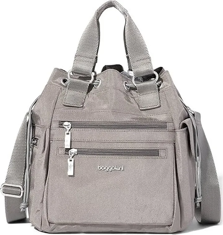 Baggallini Modern Everywhere Drawstring Bag (Sterling Shimmer) Handbags