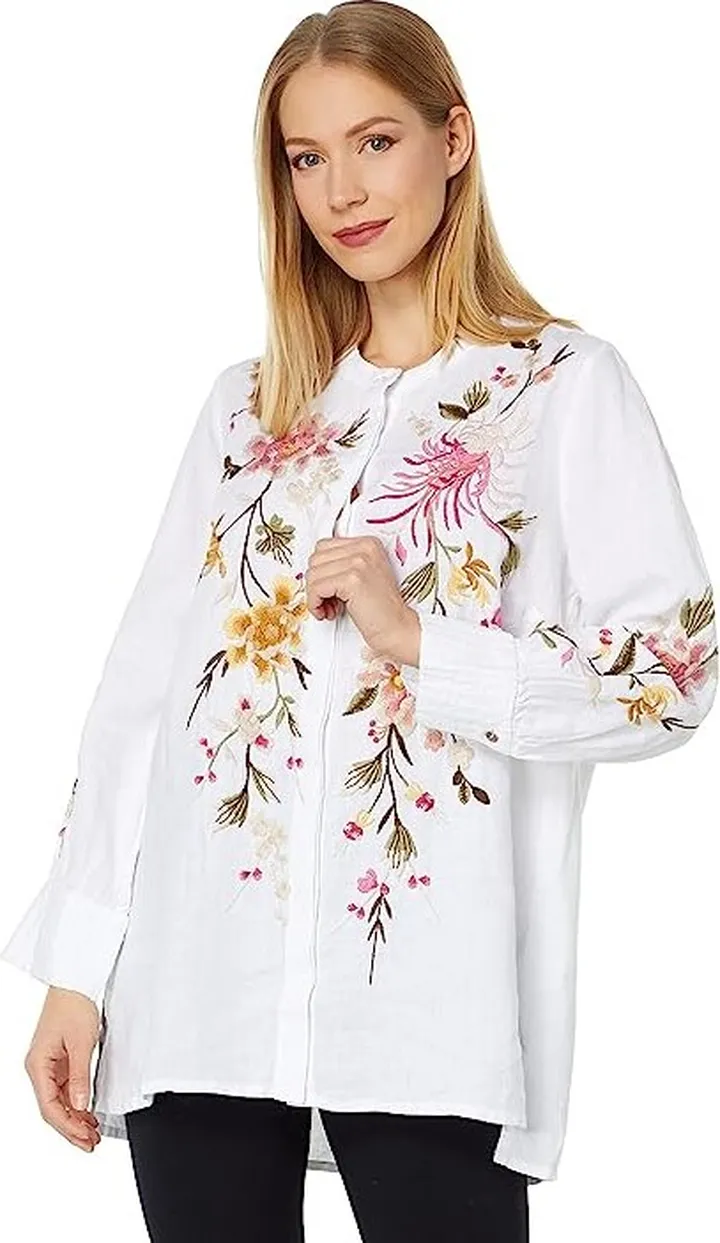 Johnny Was Mei Voyager Tunic (White) Women's Clothing