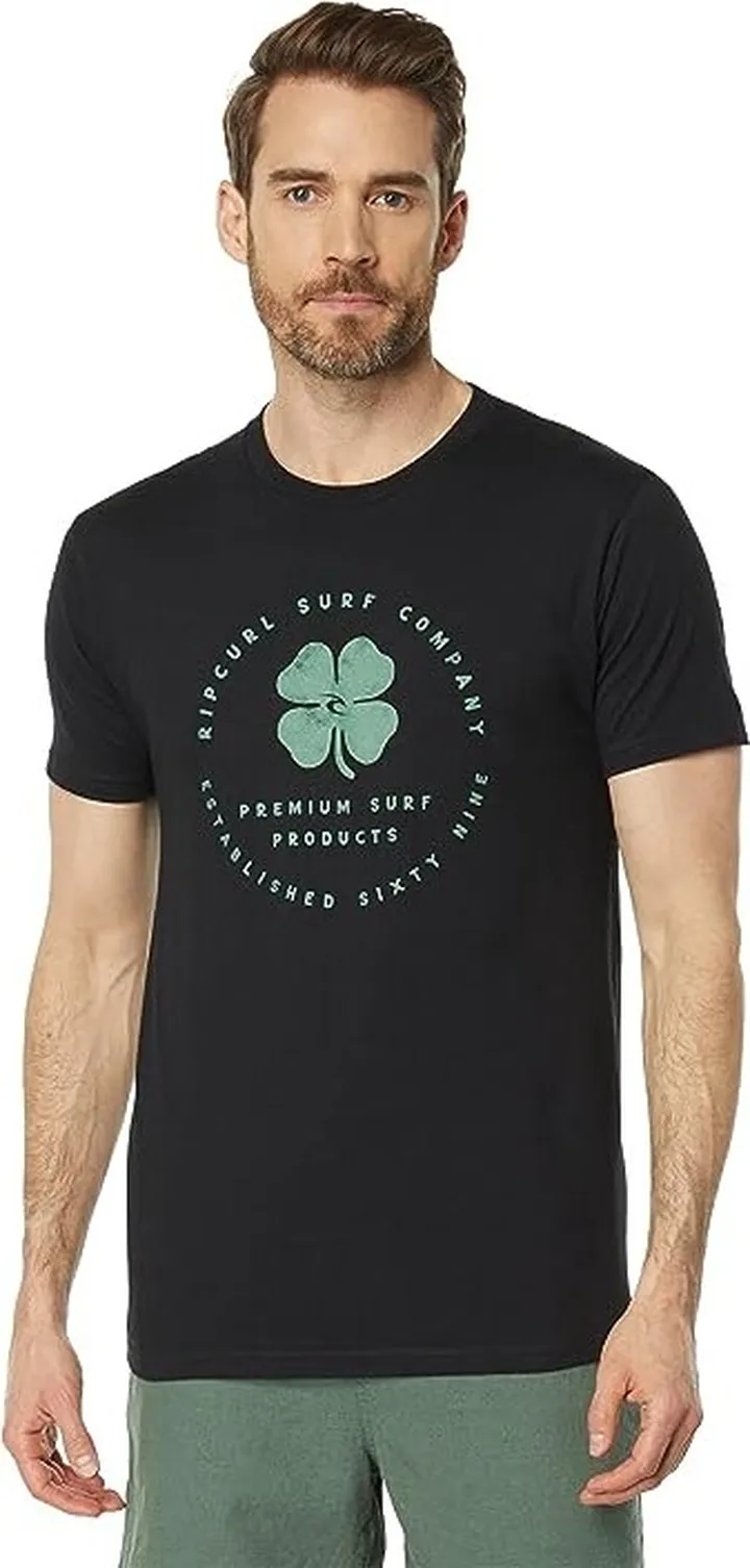 Rip Curl Better Luck Short Sleeve Tee (Black) Men's Clothing