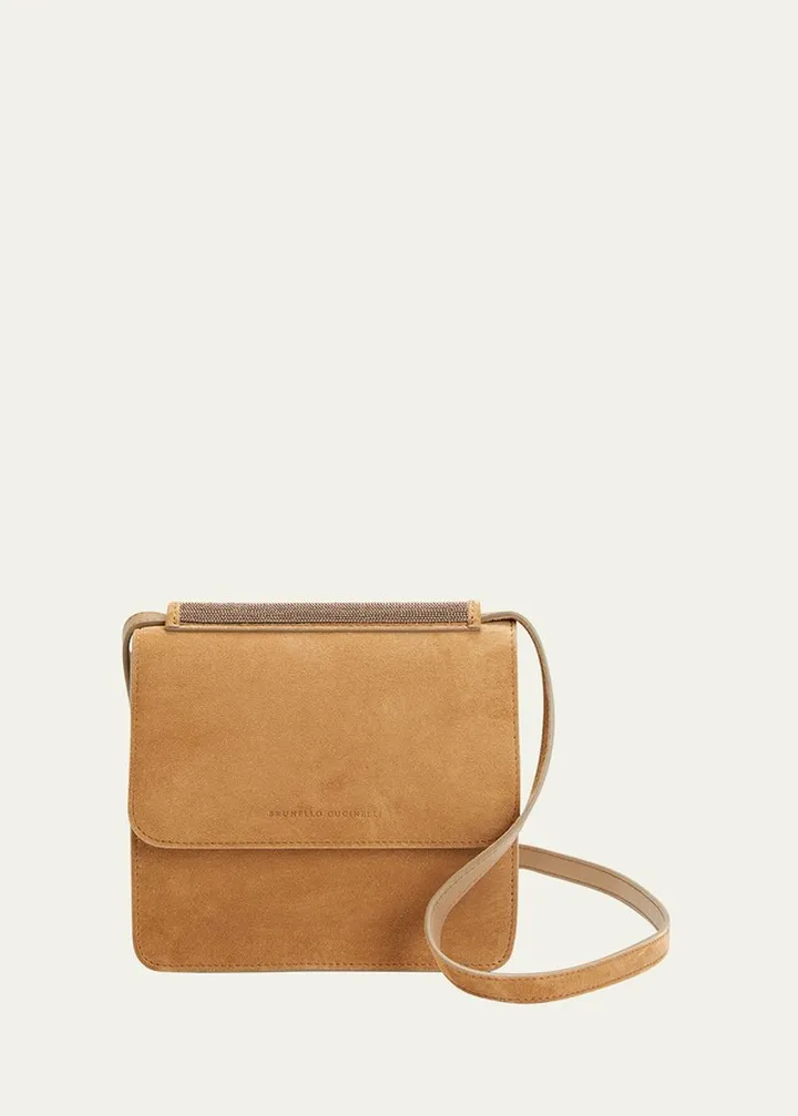 Monili Suede & Leather Crossbody Bag